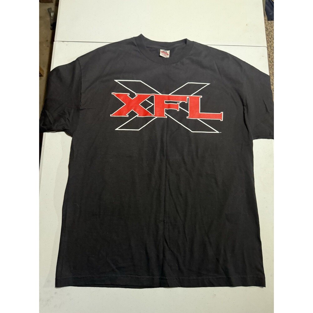 Y2K 2000 XFL Double Sided Teams Shirt Men’s Size XL Black Very Clean